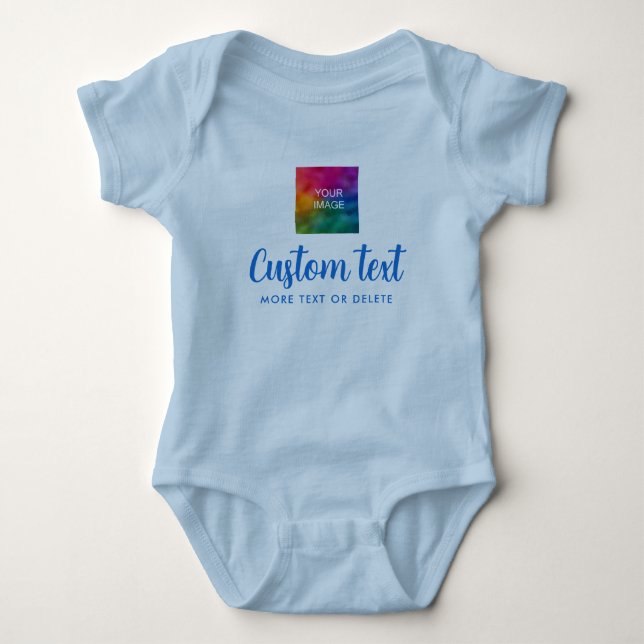Custom Text Photo Unisex Jersey One-Pieces Boy Baby Bodysuit (Front)