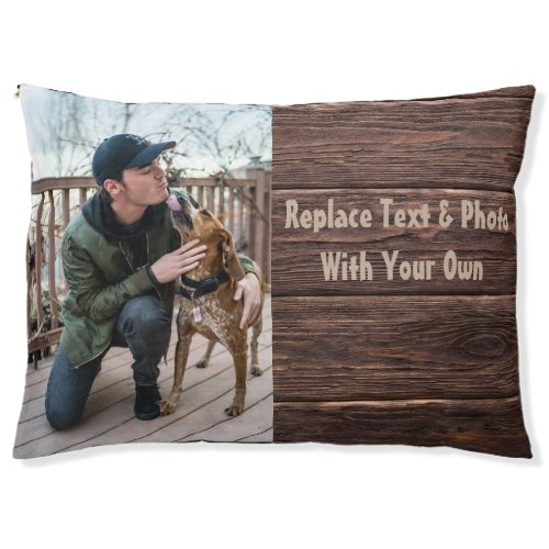 Custom Text  Photo  Wooden Elegant Country Wood Pet Bed