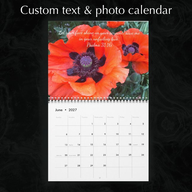 Custom Text & Photos Inspiration Bible Scripture Calendar (Add your custom text and photos to my calendar template or keep my original nature photographs.
)