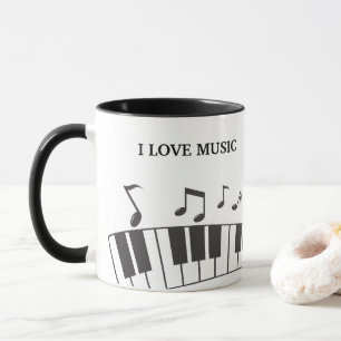 Custom Text Piano Keyboard Notes Mug