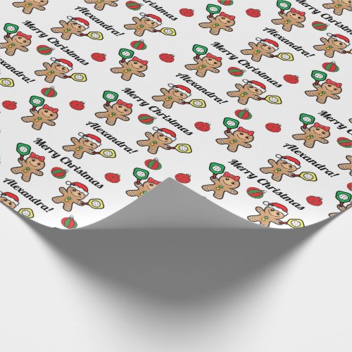 Custom text Pickleball Gingerbread people Wrapping Wrapping Paper
