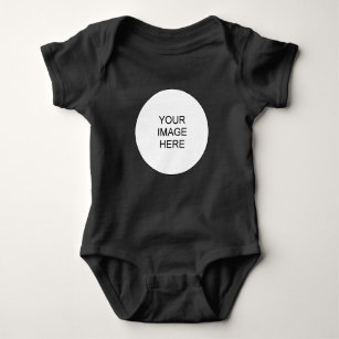 Custom Text Picture Jersey Black One-Pieces Unisex Baby Bodysuit