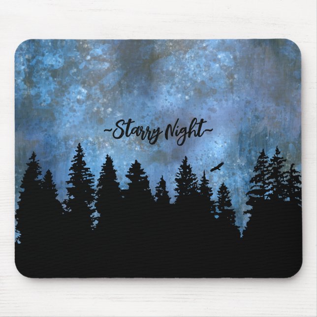 Custom Text Pine Forest Night Mouse Pad (Front)