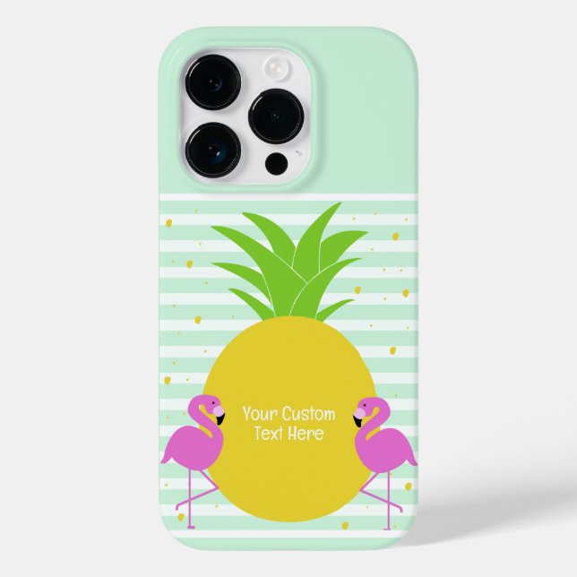 Custom Text Pineapple Flamingos Case-Mate iPhone Case (Back)