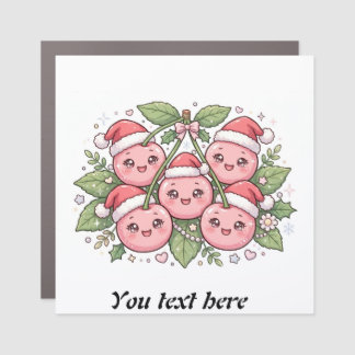 Custom Text Pink Cherry Santa Christmas Car Magnet