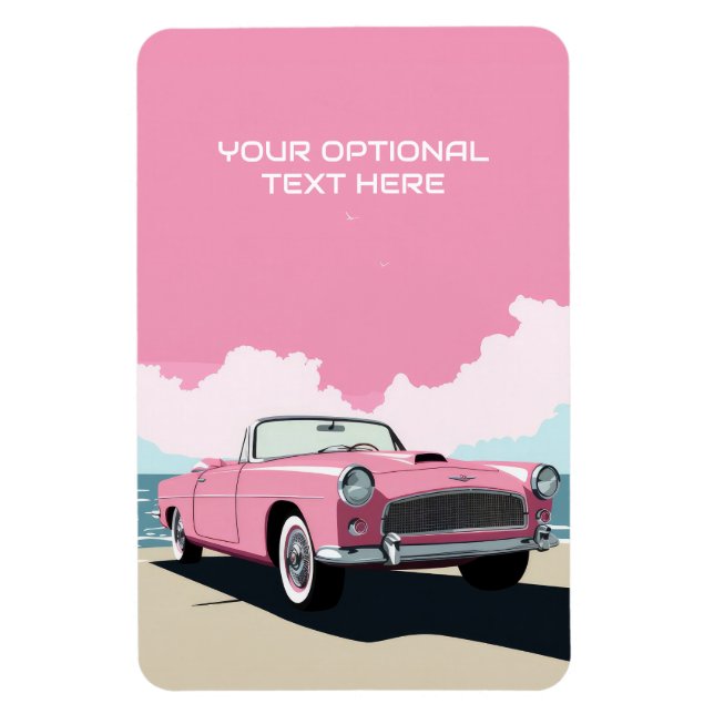 Custom Text Pink Classic Car Magnet (Vertical)