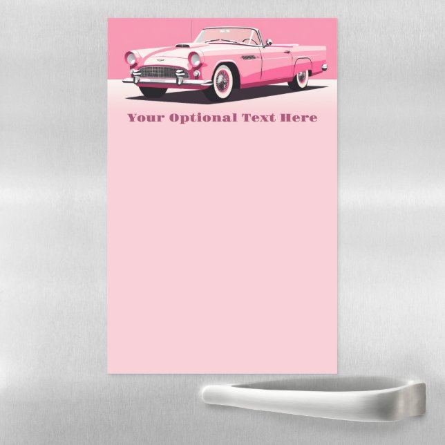 Custom Text Pink Classic Car Magnetic Dry Erase Sheet (In Situ)
