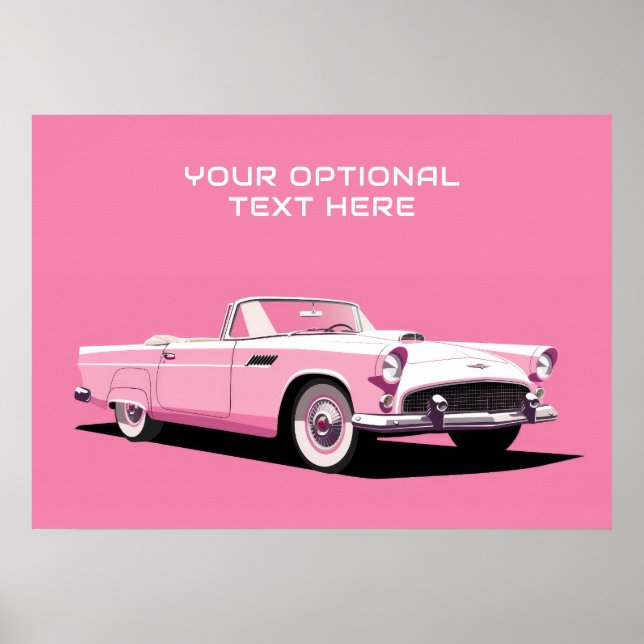 Custom Text Pink Classic Car Poster (Front)