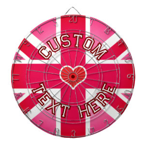 CUSTOM TEXT Pink Classic Style United Kingdom Flag Dart Board