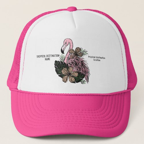 Custom Text Pink Flamingo Trucker Hat