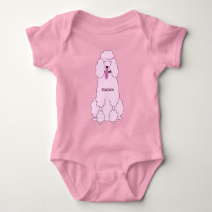 Custom Text Pink Poodle Baby Bodysuit