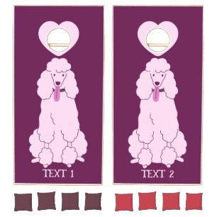 Custom Text Pink Poodle Cornhole Set