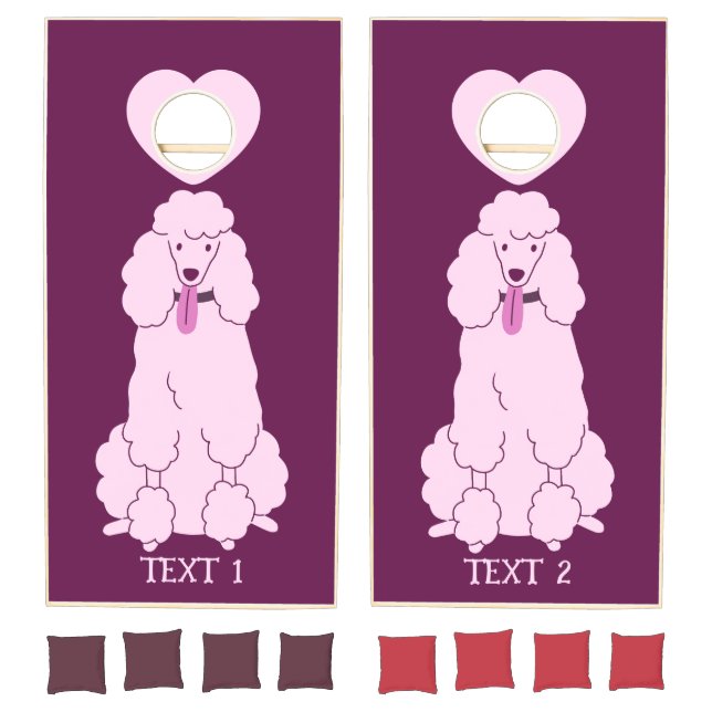 Custom Text Pink Poodle Cornhole Set (Set)