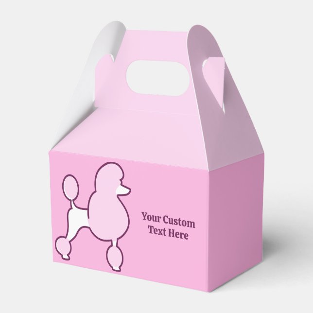 Custom Text Pink Poodle Favor Boxes (Front Side)