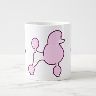 Custom Text Pink Poodle Giant Coffee Mug