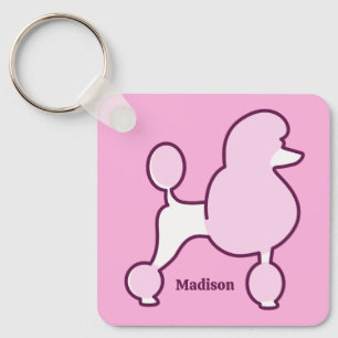 Custom Text Pink Poodle Keychain