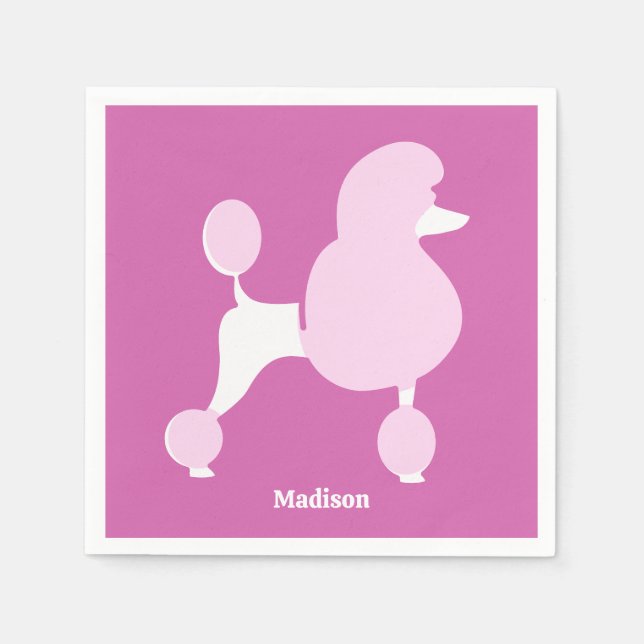 Custom Text Pink Poodle Napkins (Front)