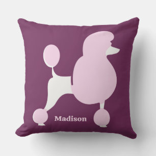 Custom Text Pink Poodle Outdoor Pillow