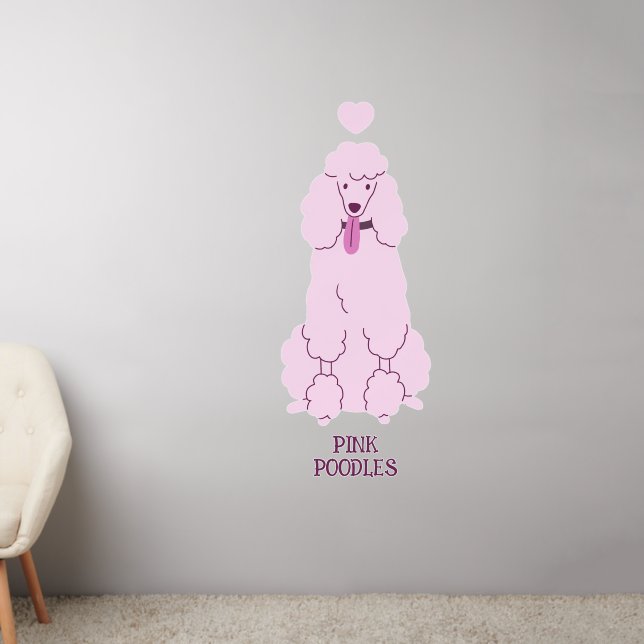 Custom Text Pink Poodle Wall Decal (Living Room 2)