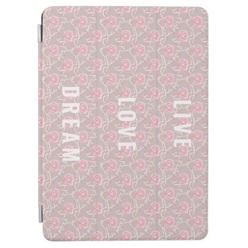 Custom Text Pink Rose and Leaf iPad Smart Cover