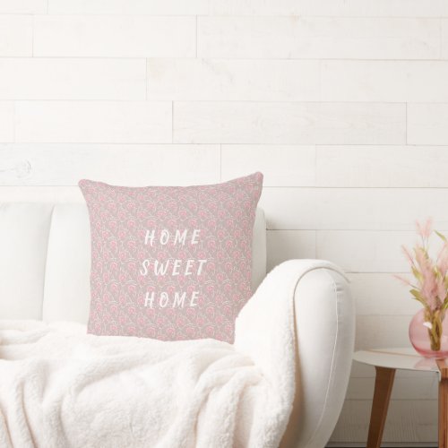 Custom Text Pink Rose  Leaf Throw Pillow