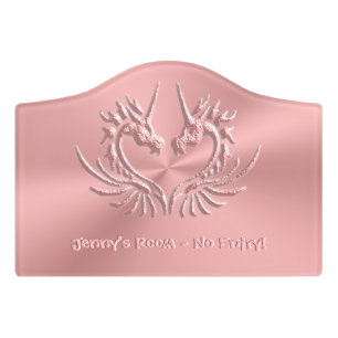 Custom text, Pink, Scaly Dragon Heart Door Sign