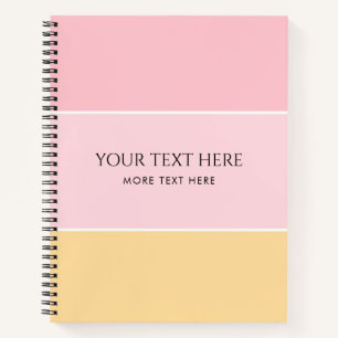 Custom Text Pink Vanilla Yellow Striped Template Notebook