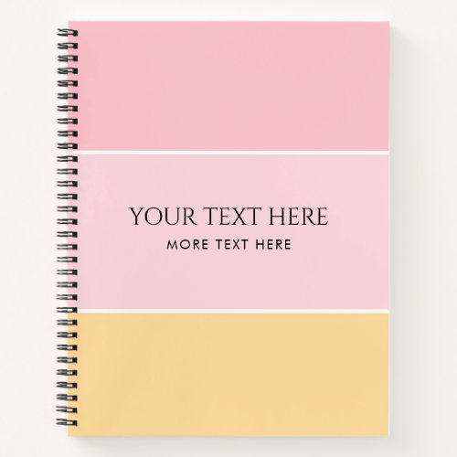 Custom Text Pink Vanilla Yellow Striped Template Notebook
