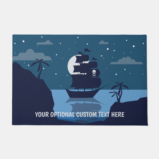 Custom text Pirate Ship doormat (Front)