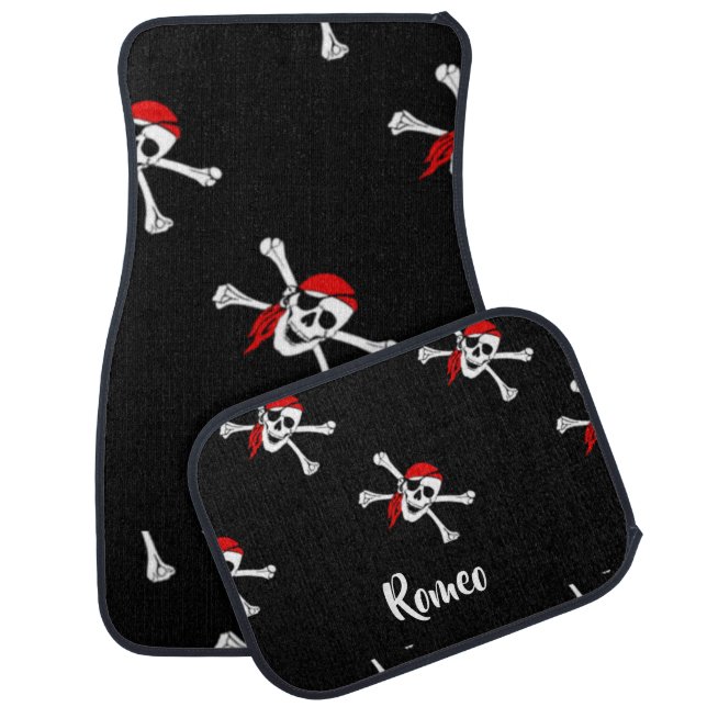 Custom text pirates pattern car floor mat (Set)