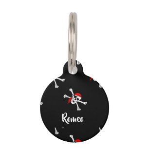Custom text pirates pattern pet ID tag