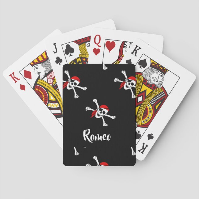 Custom text pirates pattern poker cards (Back)