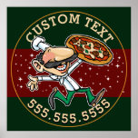 Custom Text Pizza Delivery Pizzeria Sign at Zazzle