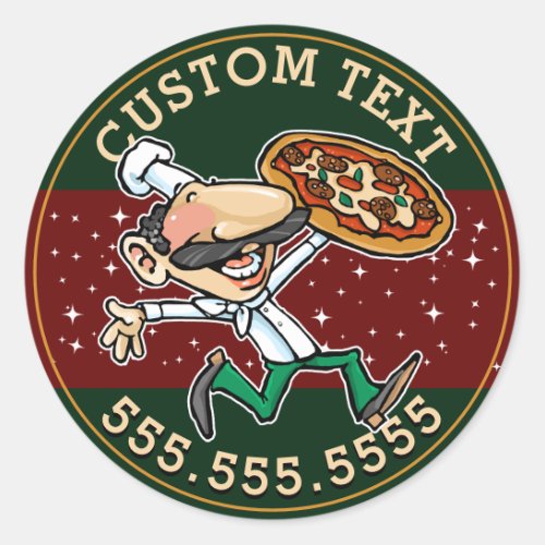 CUSTOM TEXT Pizza Delivery Pizzeria Sign  Classic Round Sticker