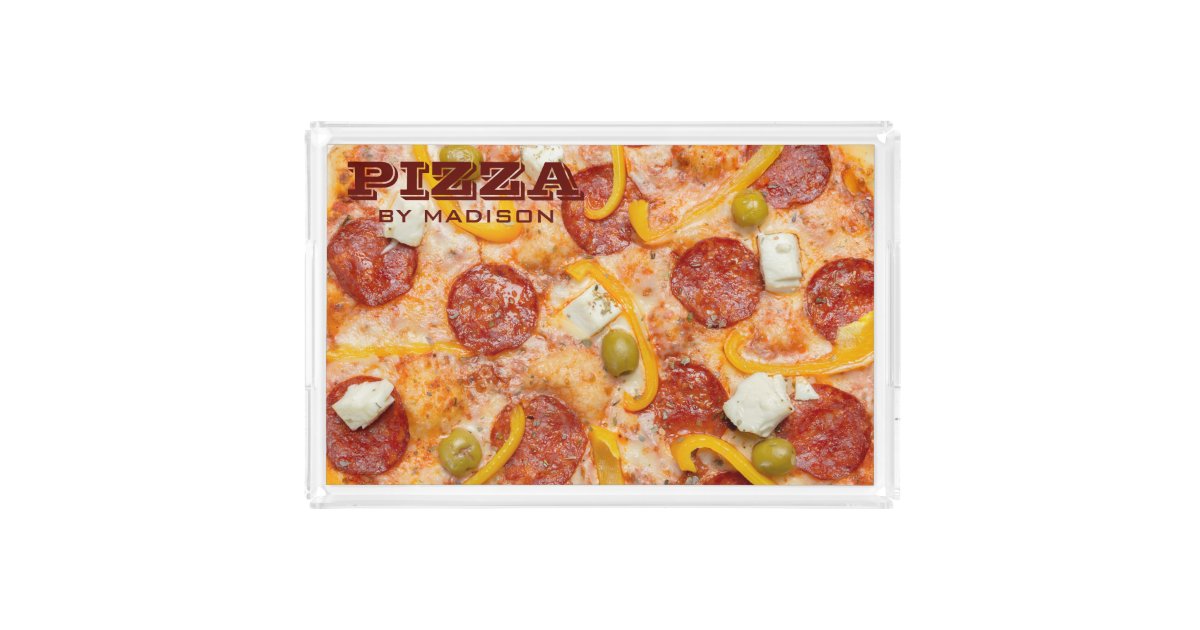 Custom text PIZZA trays | Zazzle