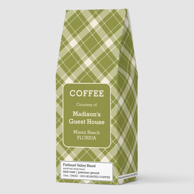 Custom Text Plaid Pattern Roasted Coffee (Front)