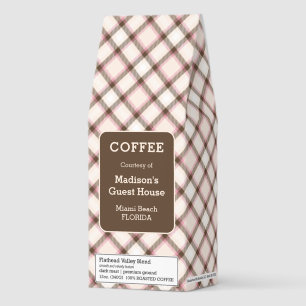 Custom Text Plaid Pattern Roasted Coffee