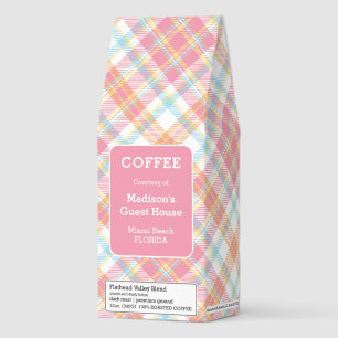 Custom Text Plaid Pattern Roasted Coffee