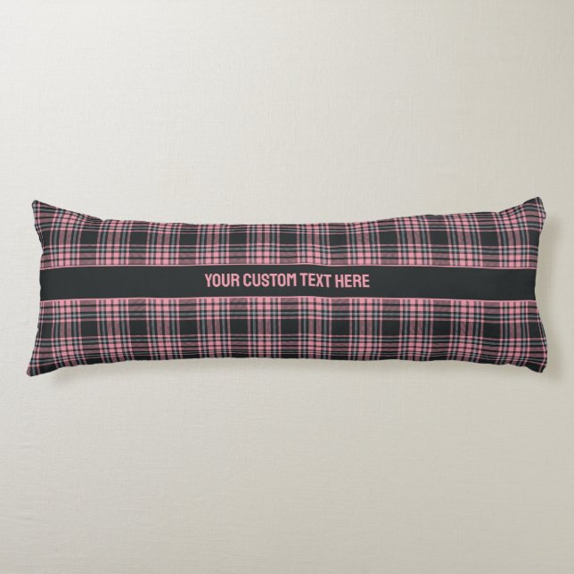 Custom Text Plaid / Tartan Pattern Body Pillow (Front)