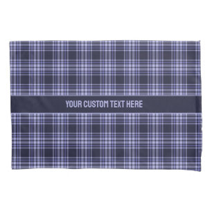 Custom Text Plaid / Tartan Pattern Pillow Case