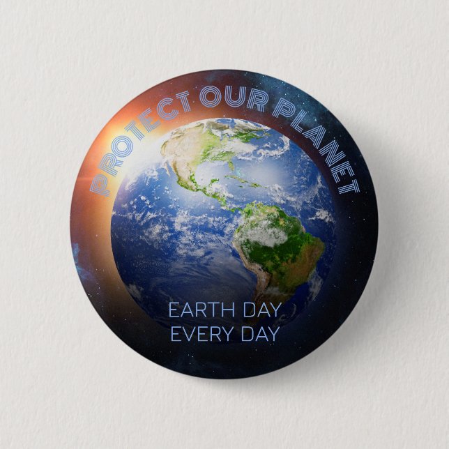 Custom Text Planet Earth Button (Front)