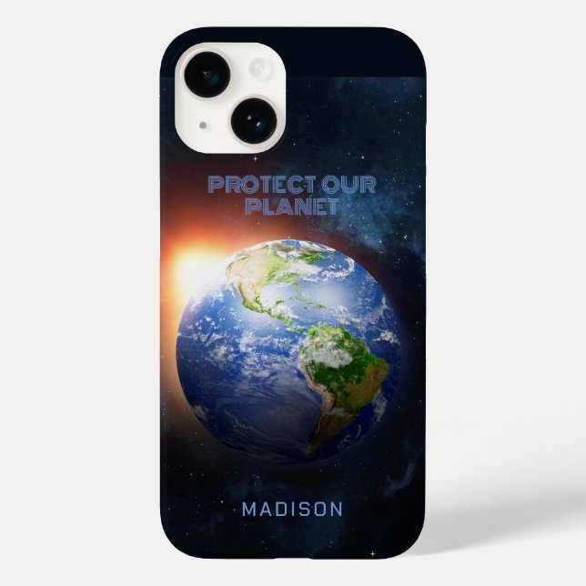 Custom Text Planet Earth Case-Mate iPhone Case (Back)