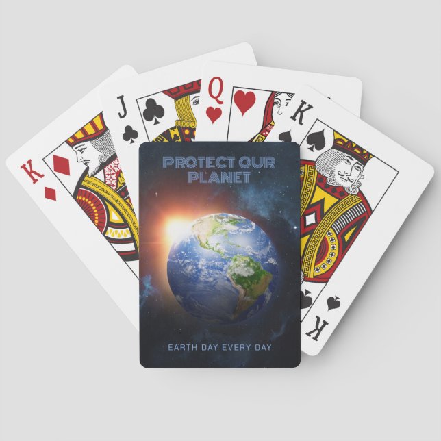 Custom Text Planet Earth Poker Cards (Back)