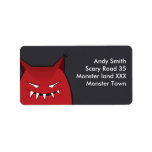 Custom Text Pointy Ears Red Evil Monster Label