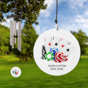 Custom Text Poker / Gambling / Casino Wind Chime