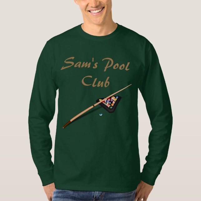 Custom Text Pool Hall Billiards Green T-Shirt (Front)
