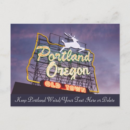 Custom Text Portland Oregon White Stag Neon Sign Postcard