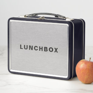Custom Text Premium Brushed Silver Metal Texture Lunch Box