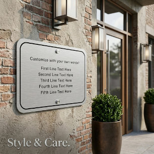 Custom Text Premium Brushed Silver Metal Texture Sign