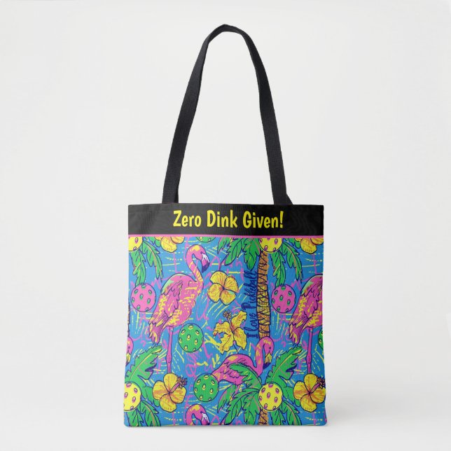 Custom text Preppy Tropical pickleballs Tote Bag (Front)